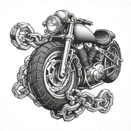 motorcycle chain wrapped tattoo design idea