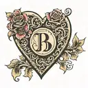 Letters B, P and M in a heart shaped lock tattoo design idea