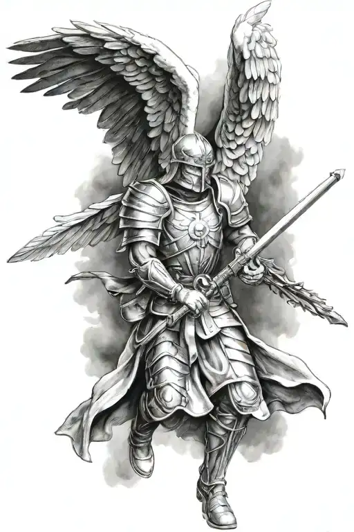 Angel Warrior Soldier tattoo design idea