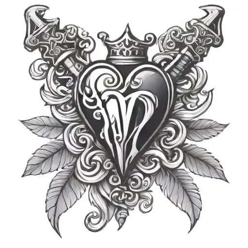 heart and dagger piercing tattoo design idea