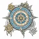 Viking compass with blue tattoo design idea