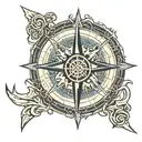 Viking compass with blue tattoo design idea