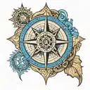 Viking compass with blue tattoo design idea