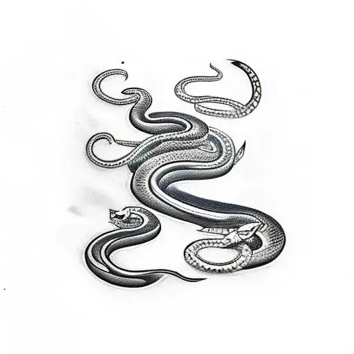 Snake, vine, solid black line tattoo design idea