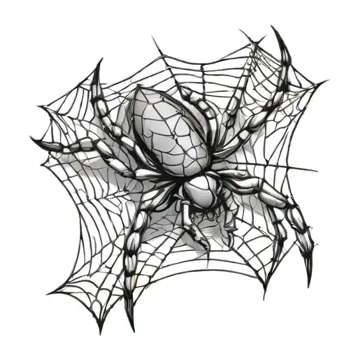 spider and web design tattoo design idea