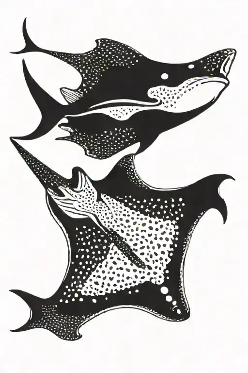 Spotted Eagle Ray with a large tail tattoo design idea