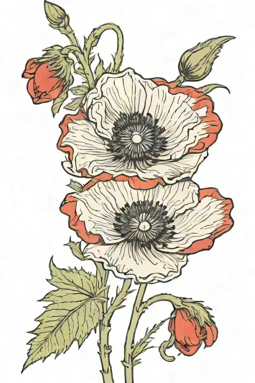 red poppy with remembrance and hope for a peaceful future as the stem tattoo design idea