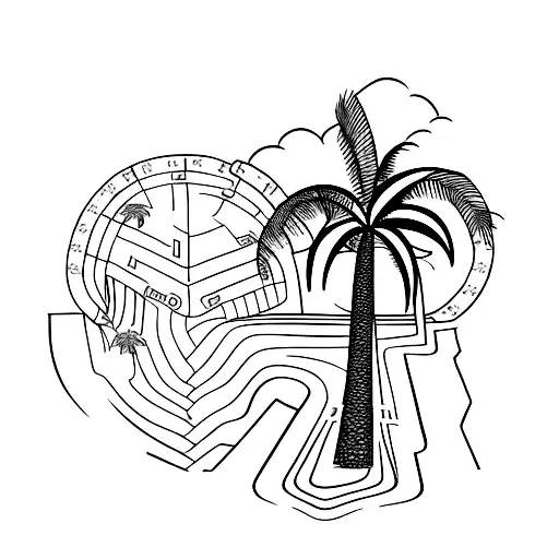 Palm Tree with GPS coordinates as the trunk of the tree tattoo design idea