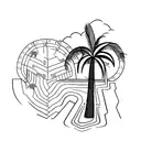 Palm Tree with GPS coordinates as the trunk of the tree tattoo design idea
