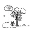 Palm Tree with GPS coordinates as the trunk of the tree tattoo design idea