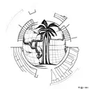 Palm Tree with GPS coordinates as the trunk of the tree tattoo design idea