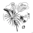Palm Tree with GPS coordinates as the trunk of the tree tattoo design idea