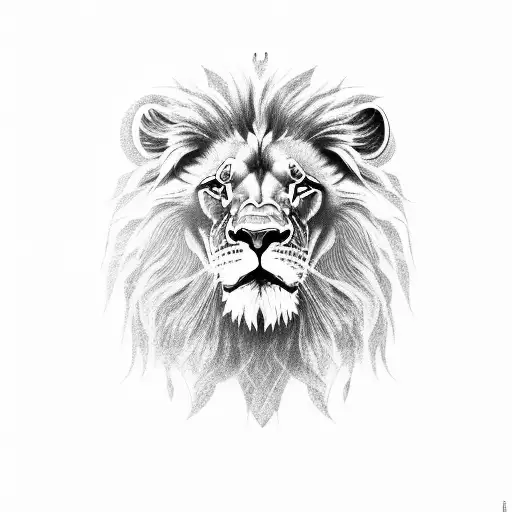 lion with birthdate tattoo design idea