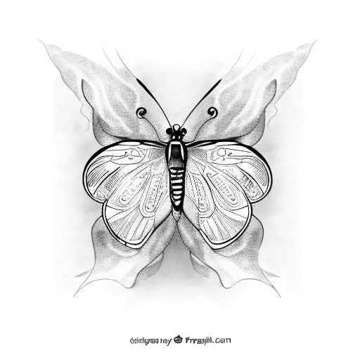butterfly guiding a joung boy tattoo design idea