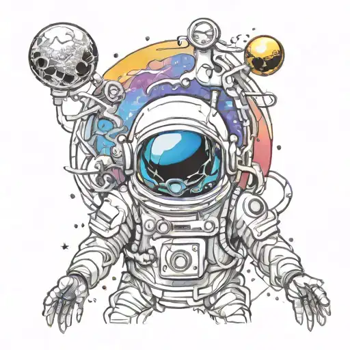 nova intergalactic spaceman inside representing the client's neurons tattoo design idea
