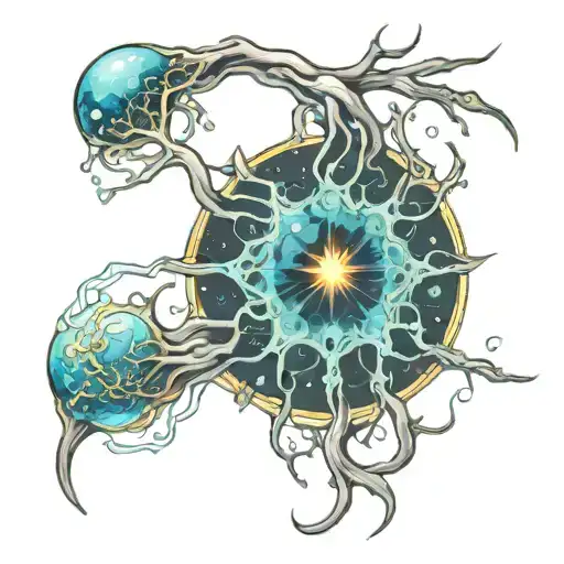 nova galaxy inside representing the client's neurons tattoo design idea