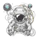 nova intergalactic spaceman inside representing the client's neurons tattoo design idea