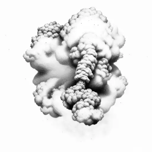 A dirtbike silhouette breaking through billowing smoke clouds tattoo design idea