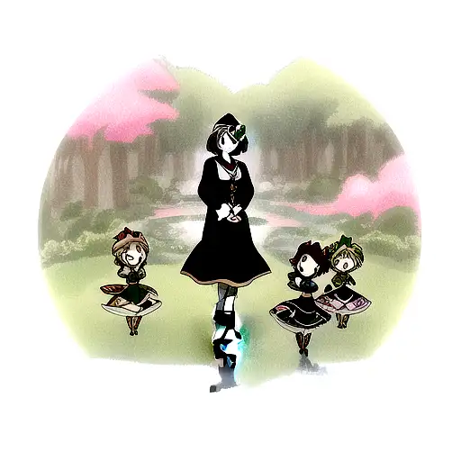 mallard surrounded by fairies and nature tattoo design idea