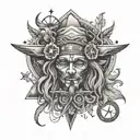 hippy fine line western  tattoo design idea