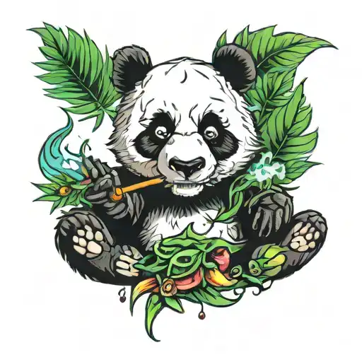 panda smoking weed tattoo design idea