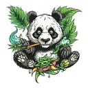 panda smoking weed tattoo design idea
