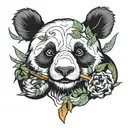 panda smoking weed tattoo design idea