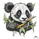 panda smoking weed tattoo design idea