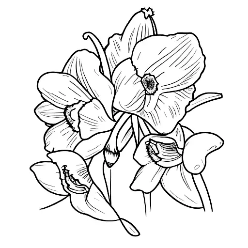 the name "Winnie" with a daffodil  tattoo design idea