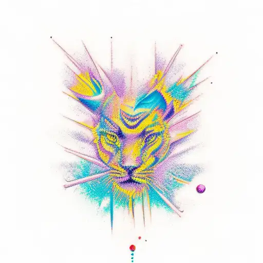 An abstract representation of the color chartreuse, blending different shades and textures together in a visually stunning tattoo. tattoo design idea