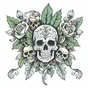 cilantro and skulls tattoo design idea