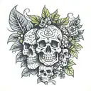 cilantro and skulls tattoo design idea