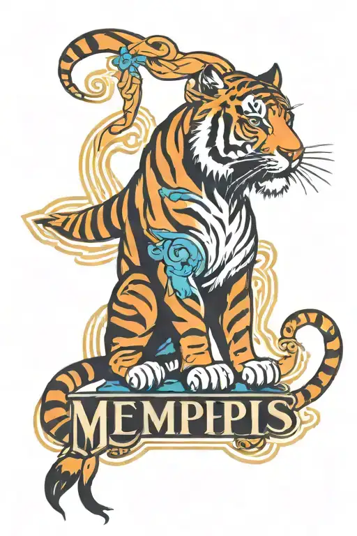 Memphis tiger logo merged tattoo design idea