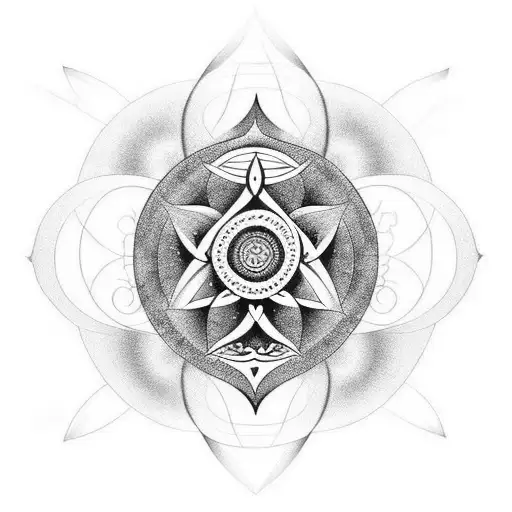 small tattoo for upper middle back for man. Placed in circle and lotus flower and triquetra create your own reality tattoo design idea