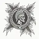 the symbol from 300 Sparta, with a laurel wreath tattoo design idea