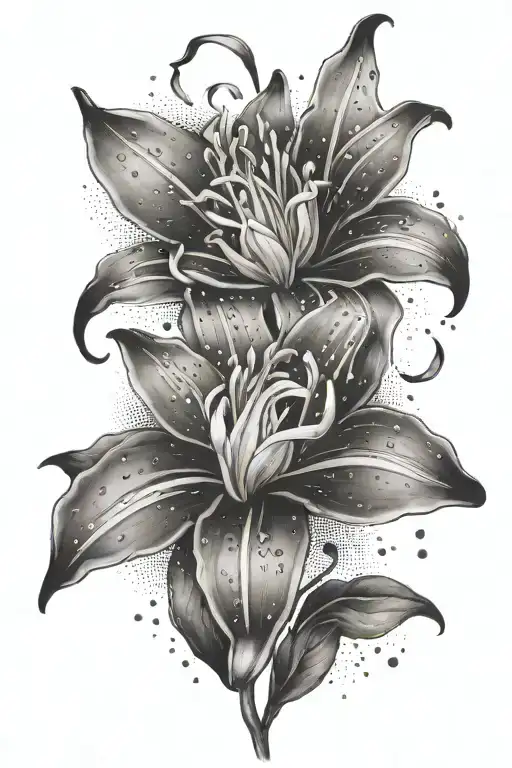 one Lily flower from the movie tangled with stars from the movie peter pan tattoo design idea