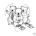 three bears of different sizes for siblings tattoo design idea
