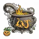 cauldron with number 13 incorporated tattoo design idea