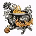 cauldron with number 13 incorporated tattoo design idea