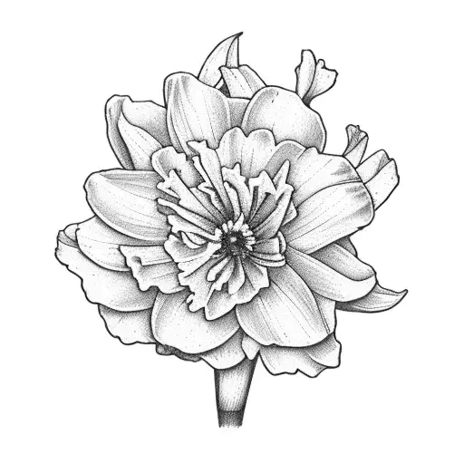 carnation flower, violet flower,  daisy flower, lily of the valley flower, narcissus flower all of these flowers in one  tattoo design idea
