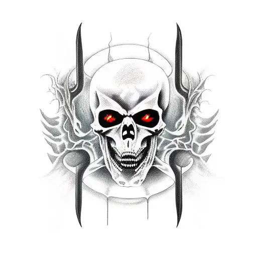demon, death, depression, sleeve tattoo design idea