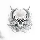 demon, skull, death, depression tattoo design idea