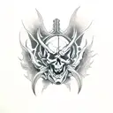 demon, skull, death, depression tattoo design idea