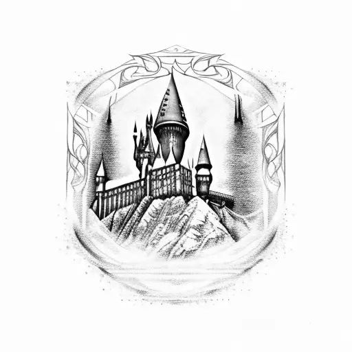 Hogwarts castle inside the mirror or erised tattoo design idea
