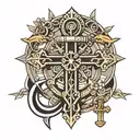 cross with anchor connected tattoo design idea