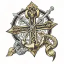 cross with anchor connected tattoo design idea