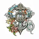 cross with anchor connected tattoo design idea