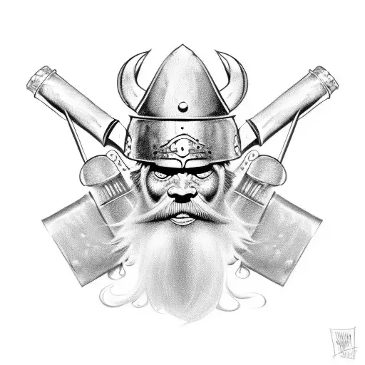 A rebellious Viking chef with a punk rock attitude whipping up culinary masterpieces tattoo design idea