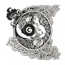 ying and yang with man and woman kissing each other tattoo design idea