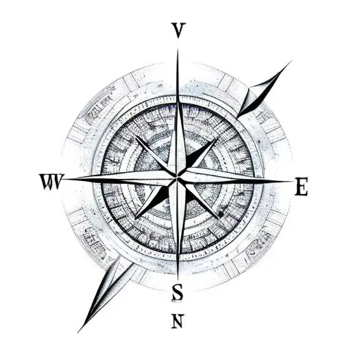 half a compass with arrow through the middle tattoo design idea